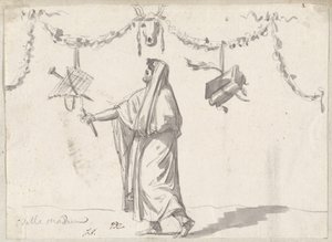 Ornamento com um homem barbudo em vestido antigo de Jacques Louis David