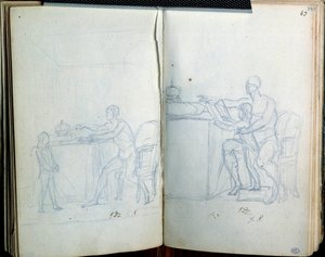 Estudo para o retrato de Luís XVI e do golfinho. Desenho de Jacques Louis David (1748-1825) de Jacques Louis David