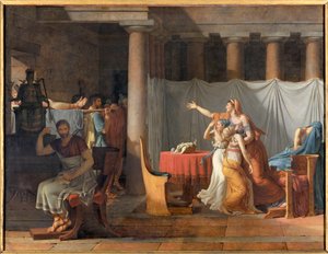 Os Lictores relatam a Lucius Junius Brutus (século VI a.C.) os corpos de seus filhos Lictors Bearing to Brutus the Bodies of his Sons de Jacques Louis David