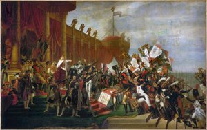 O juramento do exército após a distribuição das águias no Champs de Mars ... (óleo sobre tela) de Jacques Louis David