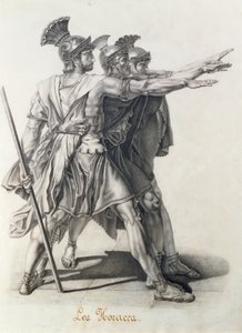 O juramento dos Horatii, detalhe do Horatii (lápis) de Jacques Louis David
