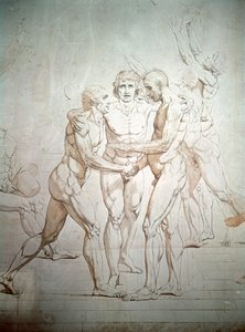 O juramento da quadra de tênis inacabado, detalhe, 1791-1792 de Jacques Louis David
