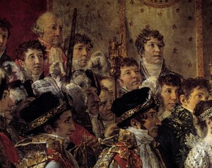 O Rito de Napoleão. Detalhe representando os irmãos de Napoleão (Joseph Bonaparte de Jacques Louis David