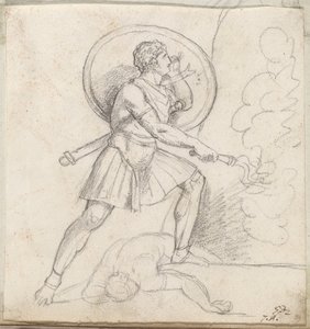Guerreiro com escudo e tocha de Jacques Louis David
