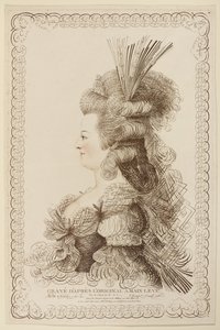 Retrato Caligráfico de Maria Antonieta, 1787 (gravura e gravura) de Jacques Louis Petit