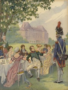 Napoleão Bonparte e Josephine em uma festa de jardim no recinto do Chateau de Malmaison de Jacques Marie Gaston Onfray de Breville (Job)