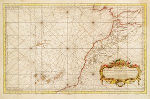 Mapa da costa noroeste de África, do estreito de Gibraltar às ilhas Canárias