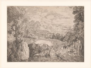 Elegante empresa numa paisagem de Jacques Philippe Le Bas