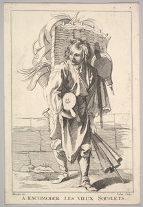 Cópia reversa de A Racomoder les Vieux Souflets Mend the Old Bellows, de Le Cri..., século XVIII. de Jacques Philippe Le Bas