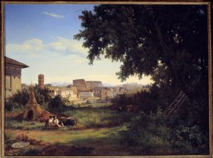 Roma, vista do Coliseu (Coliseu) Pintura de Raymond Bracassat (1804-1867) 1827 Sol. 0,74x0,99 m Rouen, Museu de Belas Artes