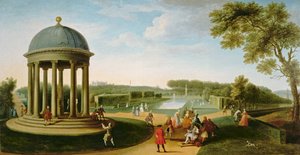 O Teatro da Rainha da Rotunda, Stowe House, Bucks, com Lord Cobham e Charles Bridgeman