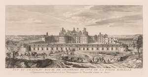 Vista do Castelo Real de Chambord, do lado do Portão Real de Jacques Rigaud