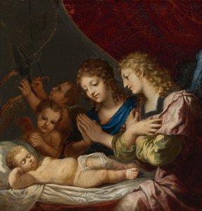 Anjos adorando o Cristo adormecido de Jacques Stella