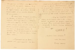 Carta de guerra autografada de Jacques Vache