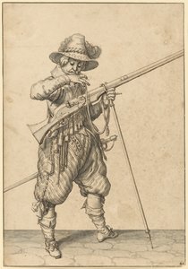Um soldado de guarda a apagar o fósforo de Jacques de Gheyn II