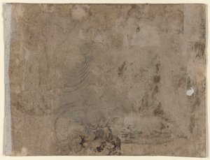 Um jovem sentado à mesa (recto); Cabeça de uma criança com cabelo encaracolado (verso)