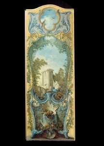 Móveis: tela de pintura sobre papel maroufle de Jacques de Lajoue (1686-1761) Século XVIII de Jacques de Lajoüe