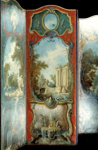 Móveis: tela de pintura sobre papel maroufle de Jacques de Lajoue (1686-1761) Século XVIII de Jacques de Lajoüe