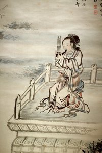 Figura pintada, músico. Tinta sobre papel de Yi Jaegwan (1783-1837), art coreen do século XIX. Museu Nacional da Coreia, Seul (Coreia do Sul). de Jaegwan Yi