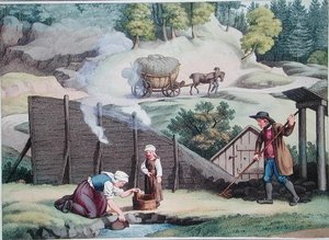 Making charcoal in Austria, ilustração de 