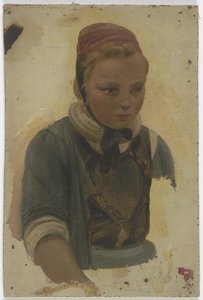 Retrato de busto de uma pequena camponesa de Jakob Becker