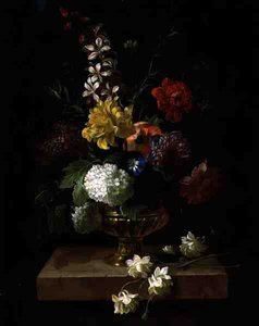 Natureza Morta de Flores em Urna (óleo sobre painel) de Jakob Bogdani or Bogdany