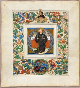 São Bento, inicial ‘O’, com fragmentos de borda de um Missal de Jakob Elsner