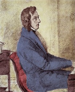 Retrato de Frederic Chopin (1810-1849), compositor polonês. - desenho de Gotzenberger de Jakob Goetzenberger