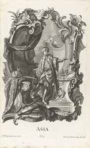 Miçangas com a personificação do continente da Ásia Ásia (título no objeto) Os quatro continentes (título da série) de Jakob Gottlieb Thelott