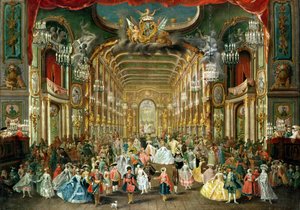 Baile de máscaras no Hoftheater, Bonn, 1754 de Jakob Rousseau