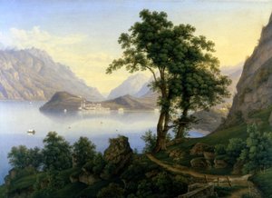 Vista de Bellagio no Lago Como. Século XIX. Pintura de Jacob Suter. de Jakob Suter