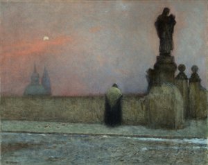 Debut de soiree em Hradcany (Praga, República Tcheca) - Início da noite em Hradcany - Jakub Schikaneder (1855-1924). Óleo sobre tela