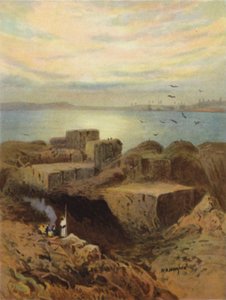 Ruínas da Babilónia e jardins suspensos (cor litho) de James (after) Clark