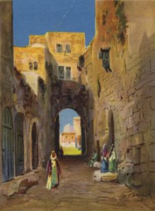 Rua que leva à área do templo (cor litho) de James (after) Clark