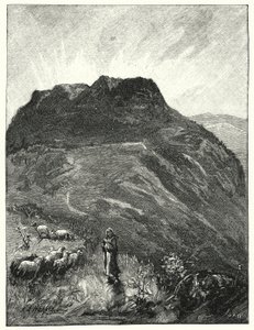 O Monte Tradicional das Beautitudes (litho) de James (after) Clark