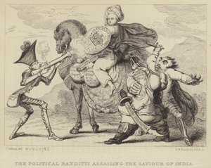 O Bandido Político que Ataca o Salvador da Índia: Warren Hastings, ex-governador de Bengala, sob ataque dos políticos Edmund Burke, Charles James Fox e Lord North