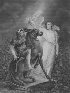 O Anjo aparecendo a Balaão, Números 22, Verso 21-36 (gravura)