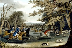 Royal Hunt in Windsor Park, gravada por Matthew Dubourg (fl.1813-20) 1829 (cor litho)