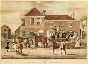 The Mail Coach Changing Horses, c.1825 (gravura)