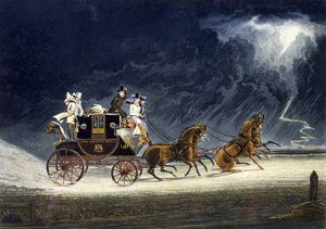 O treinador do correio em uma tempestade, gravado por R.G. Reeve
