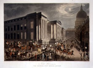 The Royal Mails Starting from the General Post Office, Londres, gravado por R. G. Reeves (fl.1811-37), pub. por Thomas McLean