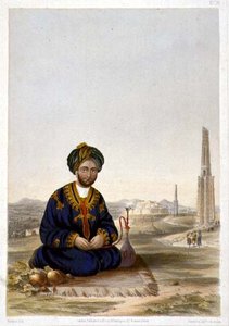 Hyder Khan, o Governador de Ghuznee, placa 19 de "Cenário, Habitantes e Fantasias do Afeganistão", gravada por Walker