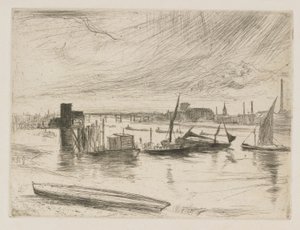 Cais de Battersea Dawn Cadogan, 1863. de James Abbott McNeill Whistler