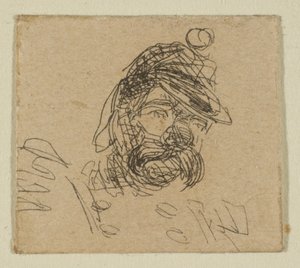Homem barbudo com boné de soldado de Sketches on the Coast Survey Plate, 1854-55. de James Abbott McNeill Whistler