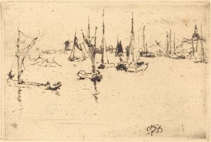 Barcos, Dordrecht, 1884. de James Abbott McNeill Whistler