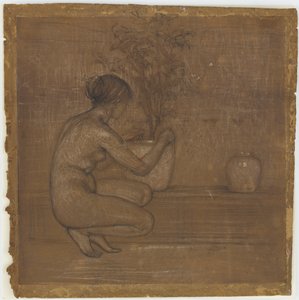 Figura de agachamento. Estudo para A Sinfonia Branca: Três Meninas, 1869-1870. de James Abbott McNeill Whistler