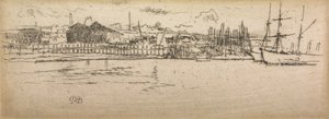 Dry-Dock, Southampton, de um conjunto de doze gravuras intitulado The Naval Review, 1887 de James Abbott McNeill Whistler