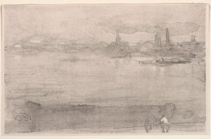De manhã cedo: o Tamisa em Battersea, Londres, 1878. de James Abbott McNeill Whistler