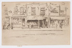 Loja de peixe, Chelsea, c.1884-86 (gravura; tinta sobre papel) de James Abbott McNeill Whistler