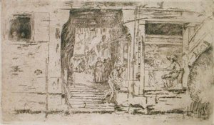 Loja de peixe, Veneza (água forte) de James Abbott McNeill Whistler
